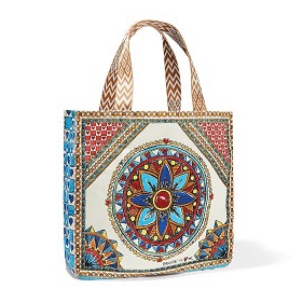 Brighton BELIEVE IN LOVE Blue Floral Original Artwork Collaboration Canvas Tote - Picture 4 of 16